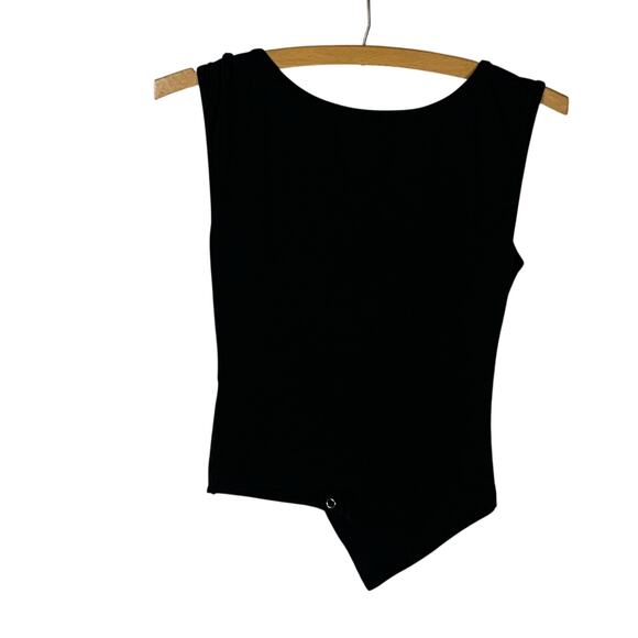 Commense Black Sleeveless Top XS Minimalist Asymmetrical Snap Tank - Picture 2 of 6